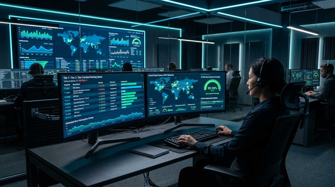Enterprise 24/7 NOC Command Center and Application Health Telemetry